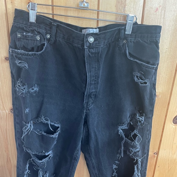 Free People Maggie Distressed Wide Leg Cropped Jeans Black Size 33 - Picture 7 of 7